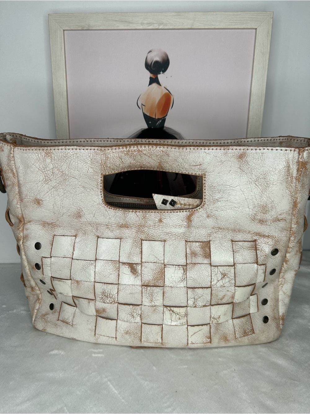 Bed Stu Orchid Woven Leather Satchel Handbag - Nectar Lux - Picture 6 of 10